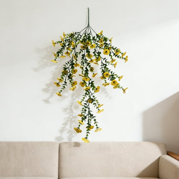 Wall Hanging Artificial Flower Arrangement with Dense Petals, Wedding and Home Decor Fake Plant, Realistic Looking Plastic Floral Display for Various Settings