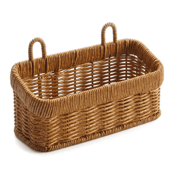 Wall Hanging Basket with Hook, Hand Woven Hanging Fruit Storage Basket, Boho Style Open Storage Bin, Hanging Storage Basket for Organizing Home Kitchen Garden Plants Decor, Coffee