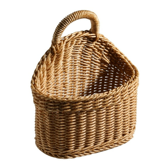 Wall Hanging Basket Wicker Woven Storage Basket Handmade Willow Planter Basket Farmhouse Flower Vase with Handle for Home Garden Wedding Wall Decor
