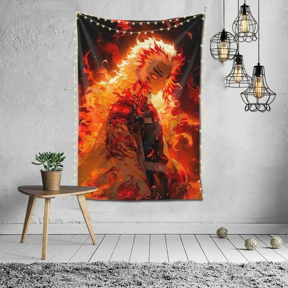 Wall Hanging Decoration Tapestry, Demon Slayer Rengoku Kyojuro Art Poster for Living Room Home Decor 60x40in