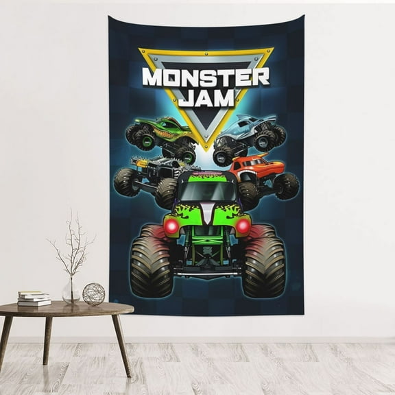 Wall Hanging Decoration Tapestry, Monster Truck Jam Art Poster For Living Room Home Decor 60x40 Inches