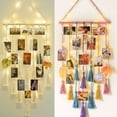 thumbnail image 1 of Wall Hanging Decorations with String Lights, Boho Wooden Bead Garland, Picture Frames with 20 Pieces Wooden Clips for Bedroom Living Room, Baby Nursery Gifts for Girls/White, 1 of 5