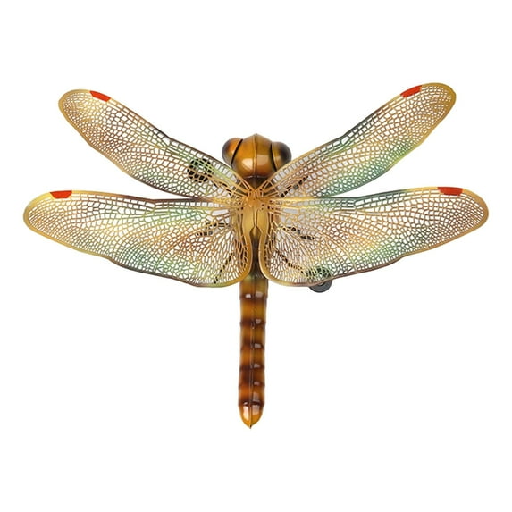 Wall Hanging Dragonfly Decorations Art Gifts Home Decor Accents Ornaments Wall Sculptures for Living Room indoor and outdoor Fence Bedroom Gate , yellow Jaune 1