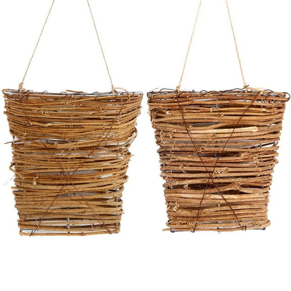 Wall Hanging Flower Basket,Fall Front Door Rattan Basket,Farmhouse Wreath Decorations,Artificial Plant Basket for Thanksgiving Day Manual Small Flower Basket Decorate (2Pack)