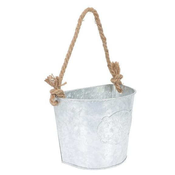 WRISTBIQUE Wall Hanging Flowerpot Silver 1Set 11.8X7.1X4.3In Iron Rope