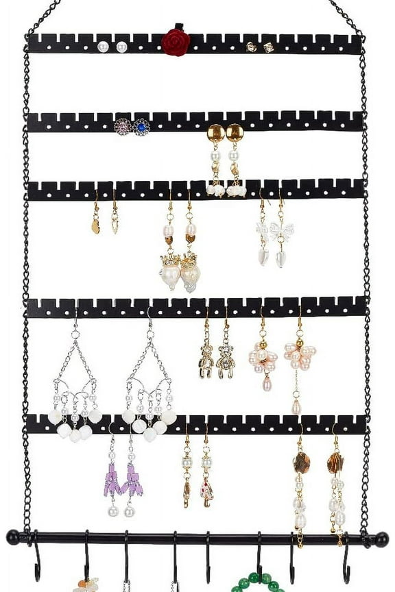 Wall Hanging Jewelry Organizer Earring Necklace Holder with Hanging Hooks for DIY Earrings Necklaces Bracelets