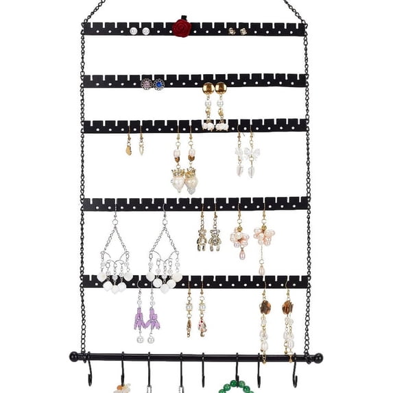 Wall Hanging Jewelry Organizer Earring Necklace Holder with Hanging Hooks for Earrings Necklaces Bracelets for DIY