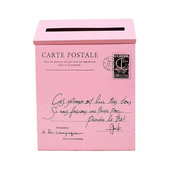 Wall Hanging Mail Box Newspaper Holder Box Letter Box Suggestion Box Retro Wall Mounted Mailbox, Drop Box for Outdoor Gate, pink