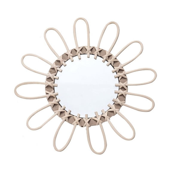 Wall Hanging Mirror Rattan Handwoven Decorative Ornament Crafts