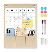 DOLLAR BOSS Mail Organizer with Whiteboard, Wall Mounted Mail and Keys Organizer Calendar Monthly Whiteboard with Multiple Pocket Organizer, Easy to Write & Clean, for Wall Home Office, Beige