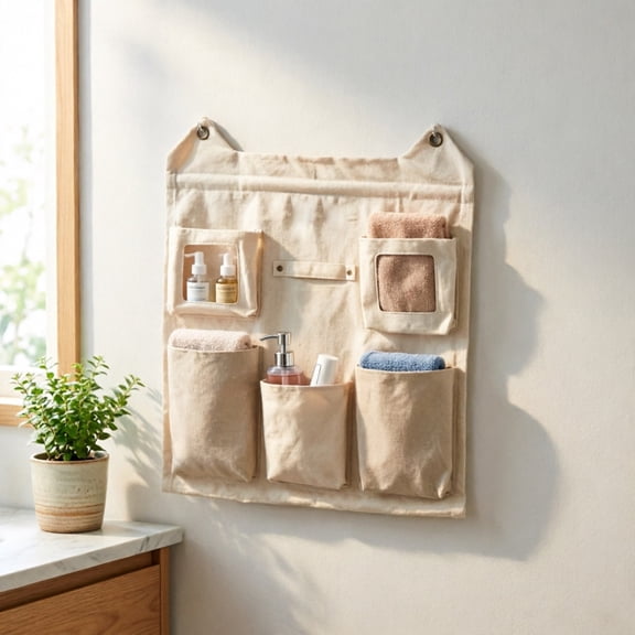 Wall Hanging Organizer Multi Pocket Storage Bag Foldable Wall Mount Hanging Pocket Organizer Large Capacity Bathroom Bedroom Dorm Kitchen Door Closet Storage for Toiletries Keys Makeup Books Entryway