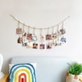 thumbnail image 1 of Wall Hanging Photo Display with Wooden Beads Garland DIY Picture Photo Frame for Rustic Country Home Christmas Birthday Holiday Party Gift Hanging Photo Display with Clips, 1 of 7