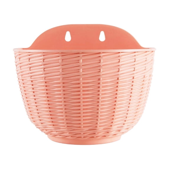 Wall Hanging Planter Basket Large Semicircle Plastic Flower Pot for Indoor Outdoor Balcony Garden Decor 9x8 Inch Pink