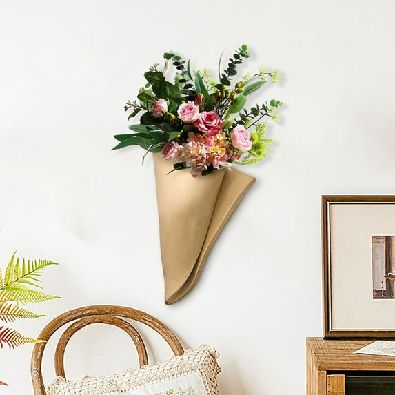 Wall Hanging Planter Vase Napkin-Shaped, Wall Hanging Decor Pocket Planter for Indoor Fake Plants Greenery Flowers, livingroom Bedroom Kitchen Home Office Decoration