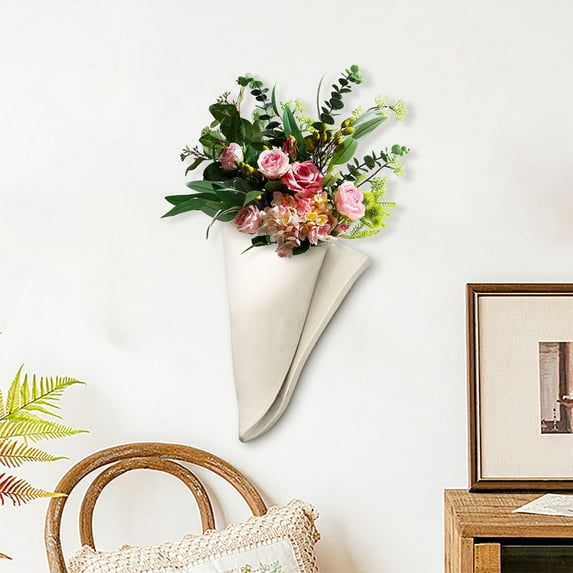 Wall Hanging Planter Vase Napkin-Shaped, Wall Hanging Decor Pocket Planter for Indoor Fake Plants Greenery Flowers, livingroom Bedroom Kitchen Home Office Decoration