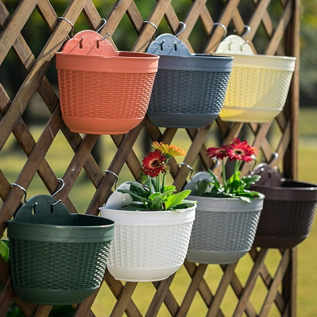 Wall Hanging Planters for Indoor Outdoor Plants, Small Plastic Railing