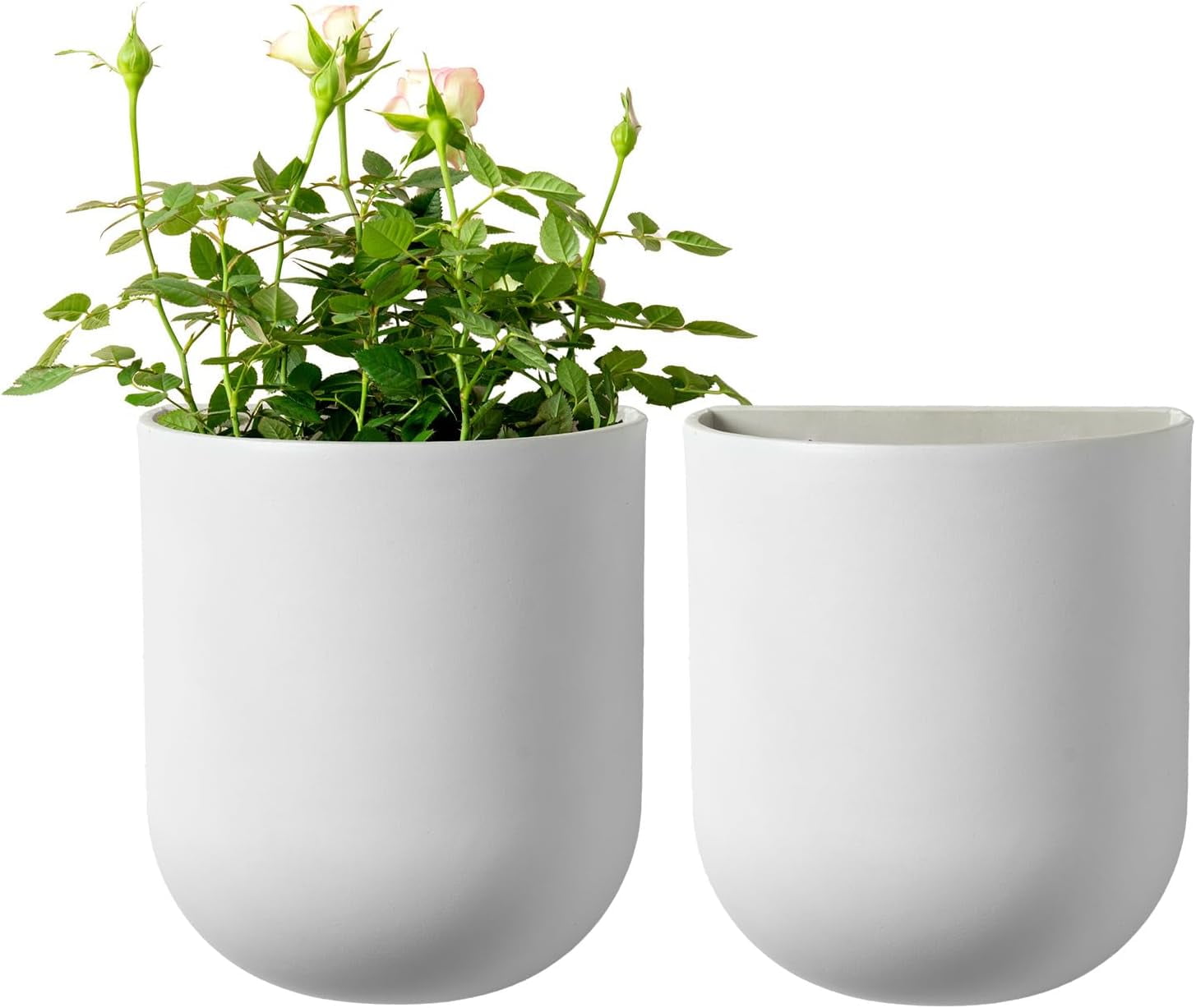 Wall Hanging Planters for Indoor Plants，Hanging Flower Pots for Air Plants Succulent, Set of 2, 6 Inch, Porcelain White