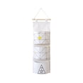 thumbnail image 1 of Wall Hanging Pocket Organizer, 3-Pocket, 21.6 x 7.4 in, Cloth, Diamond Dot, Compact Two- or Three-Pocket Format for Bedrooms and Bathrooms, Beige, 1 of 7