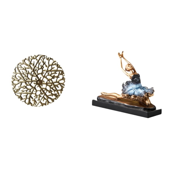 Wall Hanging Sculpture Metal Decorative Disc Ballet Dancer Statue Iron Material for Living Room Bedroom Office