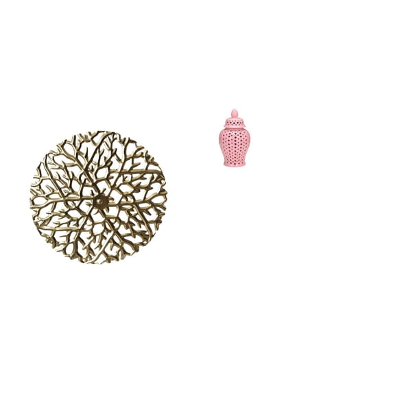 Wall Hanging Sculpture Metal Wall Decor Ceramic Ginger Jar Artistic Design for Living Room Office Display