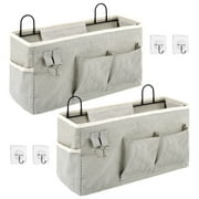 Bevtee Wall Hanging Storage Bag, 2pcs Fabric Large Pockets Organizer, Wall Organizer, Grey