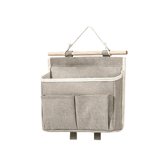 Wall Hanging Storage Bag,Large Capacity Multi-Pocket Canvas Wall Organizer for Over The Door | Closet Storage Pouch with Hang Rope | Perfect for Bathroom Kitchen & Bedroom,Gray
