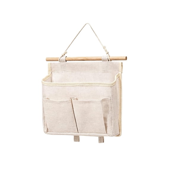 Wall Hanging Storage Bag,Large Capacity Multi-Pocket Canvas Wall Organizer for Over The Door | Closet Storage Pouch with Hang Rope | Perfect for Bathroom Kitchen & Bedroom,White
