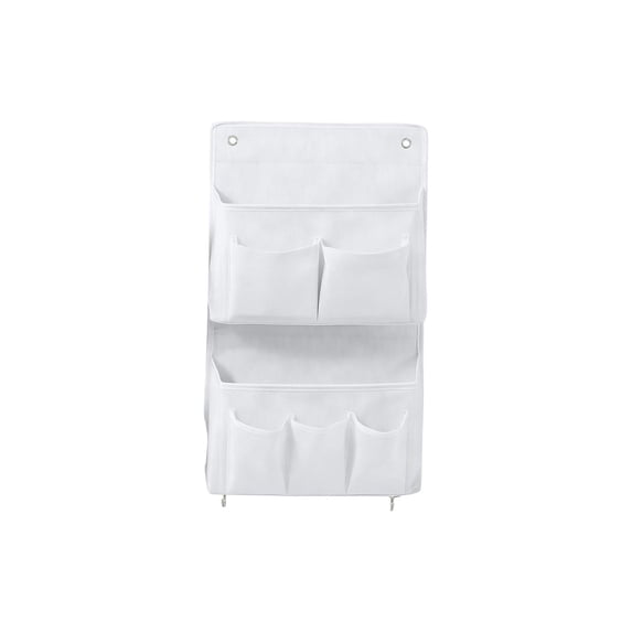 Wall Hanging Storage Bag,Multi-Pocket Canvas Wall Organizer for Over The Door | Bedroom Closet Tidying | Bathroom Bathing Tool Storage | Household Small Item Sorting for Kitchen,White