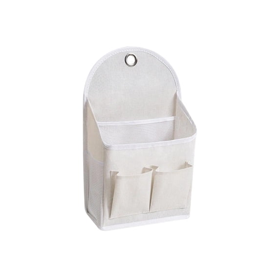Wall Hanging Storage Bag,Wall Organizer with Multi-Pocket and Over The Door Organizers | Closet Storage Pouch with Metal Hole | Perfect for Bathroom Kitchen & Bedroom,White
