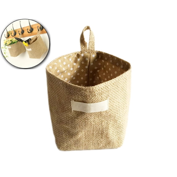 Wall Hanging Storage Bags Hanging Storage Bags Cotton Linen Storage Basket Foldable Wall Hanging Basket Family Organizer Box Decorative Bag
