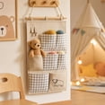 thumbnail image 1 of Wall Hanging Storage Organizer, Multi-Pocket Linen Fabric Door Hanging Pouch, Foldable Wall Mount Storage Bag, Household Sundry Holder For Bedroom, Dormitory, Office And Sorting Small Daily Items, 1 of 6