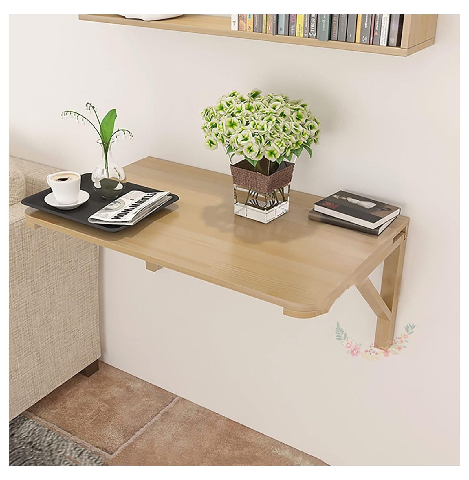 Wall Hanging Table Folding, Folding Wall Table Foldaway Floating for Small Spaces Study Table