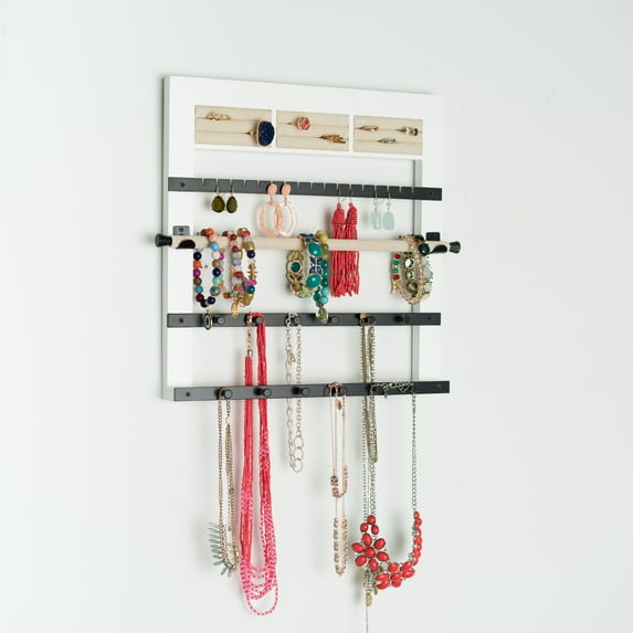 Wall Hanging White Jewelry Storage Rack