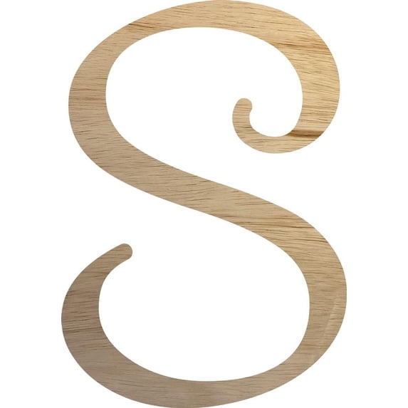 Wall Hanging Wooden Letter S, Unfinished Wood 6'' Tall Alphabet Craft Letter