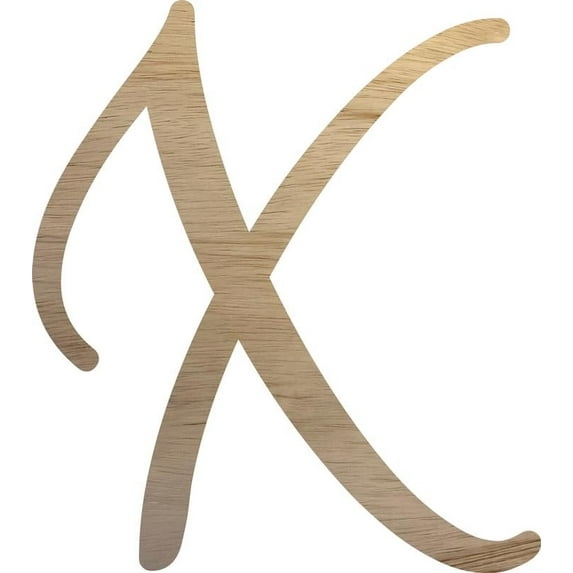 Wall Hanging Wooden Letter X, Unfinished Wood 6'' Tall Alphabet Craft Letter