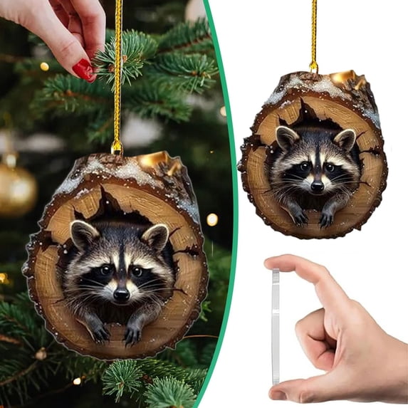 Wall Hangs,Animal Christmas Ornament Christmas Tree Animal Pattern 2D Acrylic Ornament Squirrels Raccoons Pendant Animal Decoration Christmas Decor Keepsake