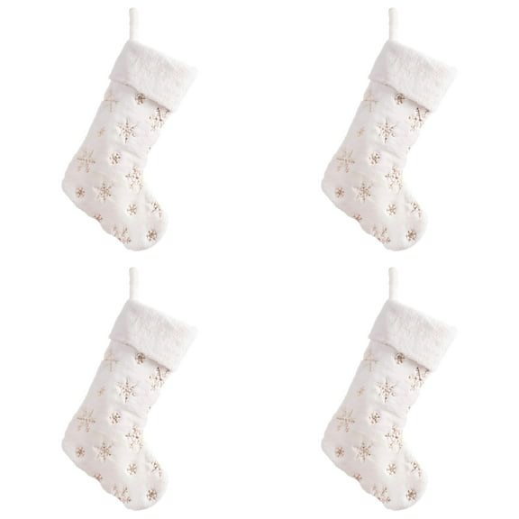 Wall Hangs,Christmas Stockings 19 Inch Large Xmas Stocking With Gold Sequin Snowflakes For Family Country Rustic Personalized Holiday Indoor Decorations