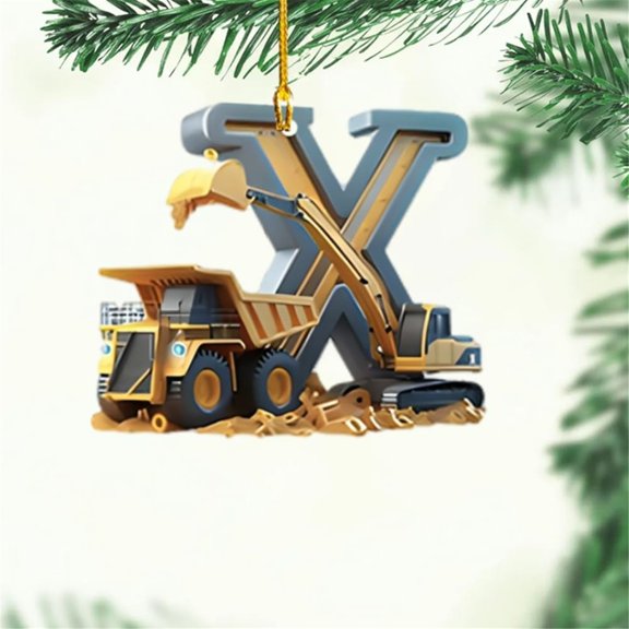 Wall Hangs,Personalized Construction Vehicle Letters 2D Flat Acrylic Decorations Excavator Decorations Excavator Christmas Decorations 2024