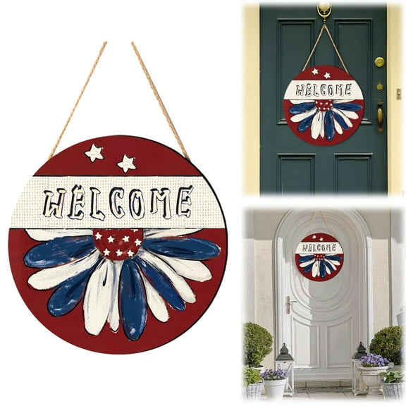 Wall Hangs,"Spring Welcome" Wooden Door Hanger – Circular Wood Sign For Home Decor Rustic Welcome Sign For Garden Porch Cabin Or Farmhouse Creative Seasonal Wooden Plaque