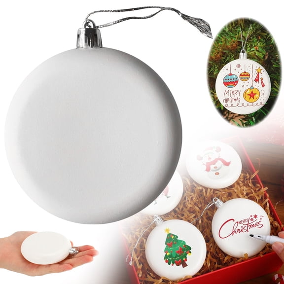 Wall Hangs,White Round DIY Christmas Ornaments 3.15 Inch Blank Plastic Craft Ornaments For Painting Holiday Tree Hanging Decorations For Kids & Adults