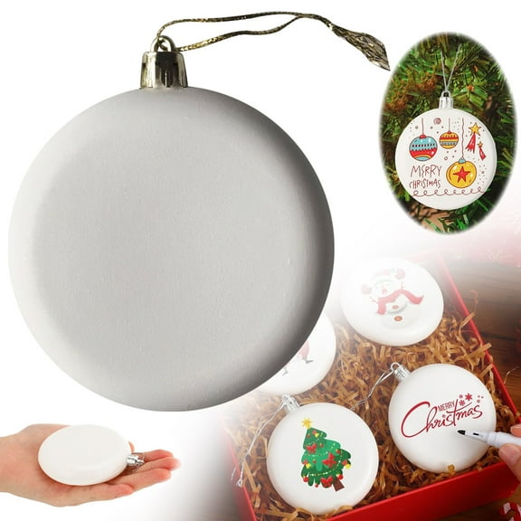 Wall Hangs,White Round DIY Christmas Ornaments 3.15 Inch Blank Plastic Craft Ornaments For Painting Holiday Tree Hanging Decorations For Kids & Adults