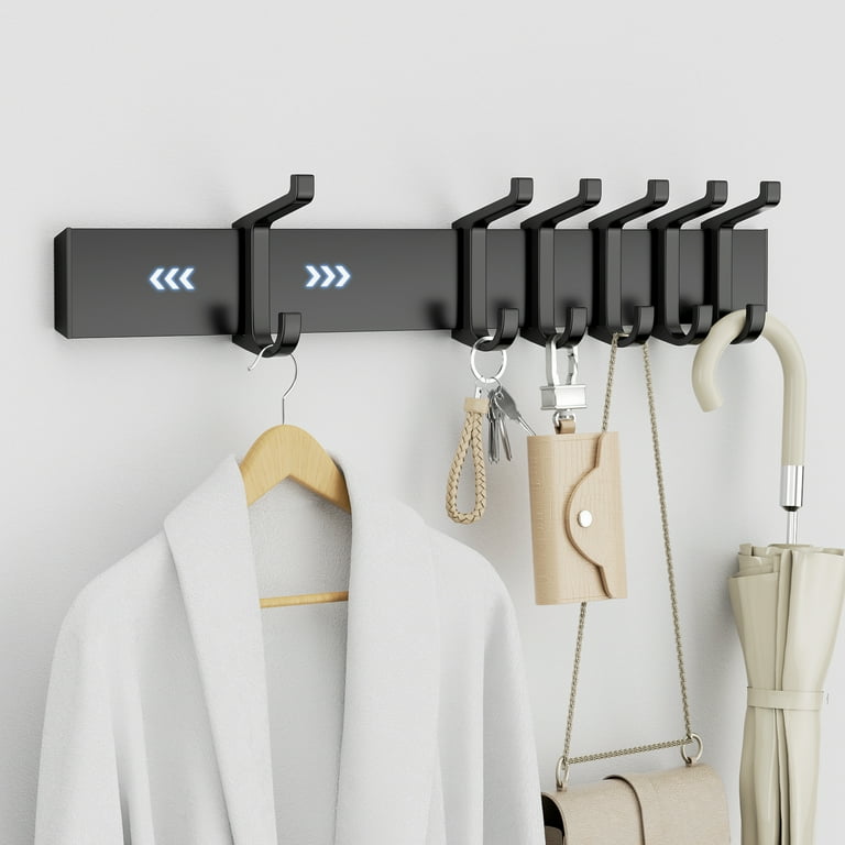 Wall Hook Coat Rack Hanger 1 Pack Black Hanging Storage Mount for Coats Jackets Hats Towels Keys Closet Door Holder