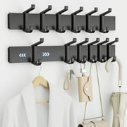 Wall Hook Coat Rack Hanger : 2 Packs Black Hanging Storage Mount for Coats, Jackets, Hats, Towels, Keys, Closet Door Holder