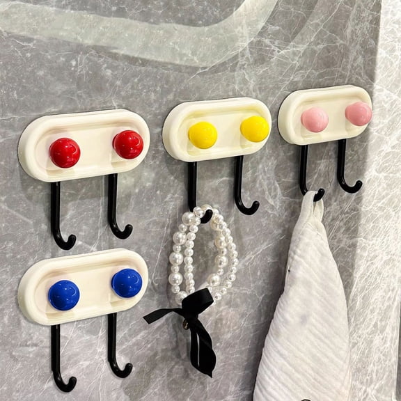 Wall Hook Double Headed Strong Load Bearing No Drill Mounting Hook for Bathroom Kitchen Door Towel Keys Mask Storage Organizer