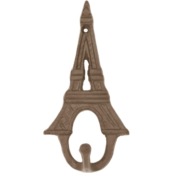 Wall Hook - Eiffel Tower, Dark Brown Cast Iron,  3" x 6 1/4"