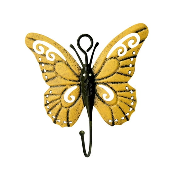 Wall Hook Flower Fall Decor Wall Mounted Creative Flower Iron Hook For Hanging Coat/Hat/Key/Towel/Handbag Decorative Wall Hangers For Room Home Office Decor (Butterfly)