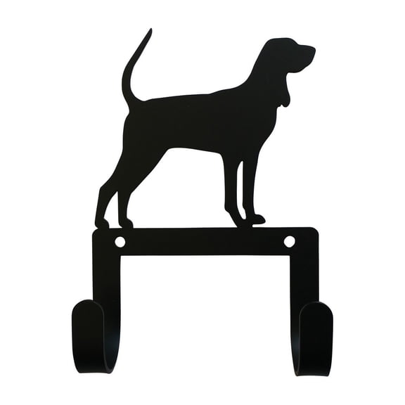Wall Hook with Black and Tan Hound Dog Accent, Black