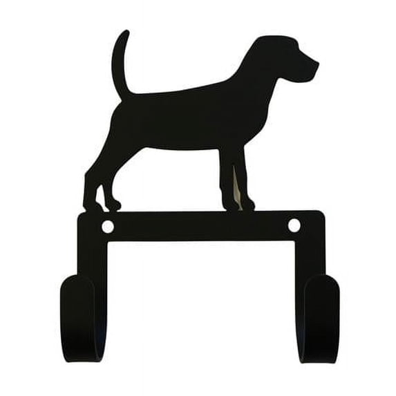 Wall Hook with Metal Beagle Dog Accent and Holes, Black