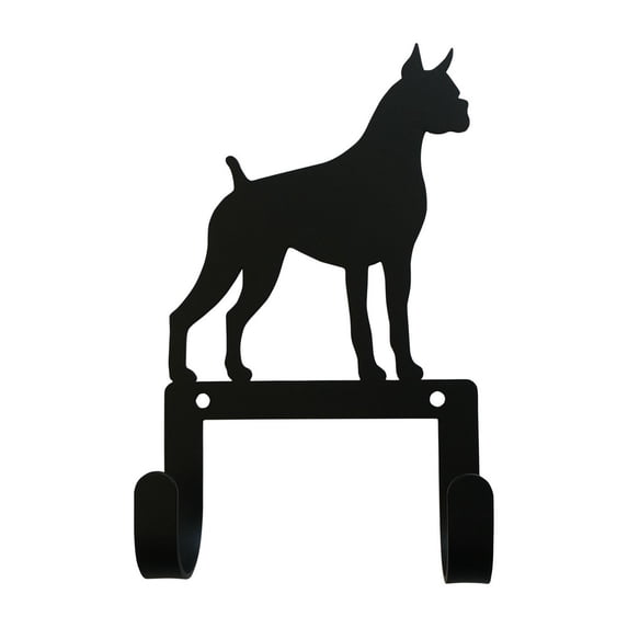 Wall Hook with Metal Boxer Dog Breed Accent, Black