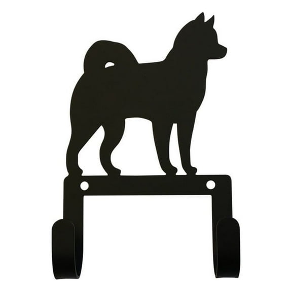 Wall Hook with Metal Husky Dog Breed Accent, Black